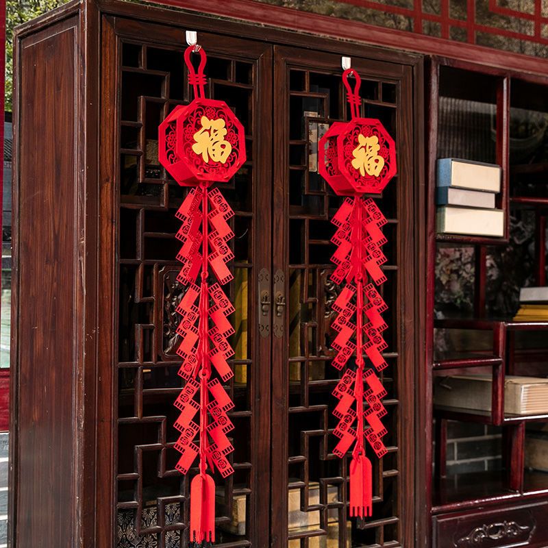 新年挂饰对联牛年春节装饰鞭炮场景布置2021年年装饰挂件门口挂饰