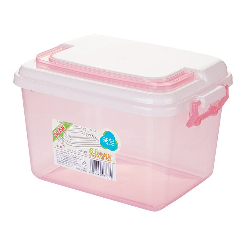 茶花小号收纳箱有盖手提塑料储物箱整理箱百纳箱子透明收纳药箱盒