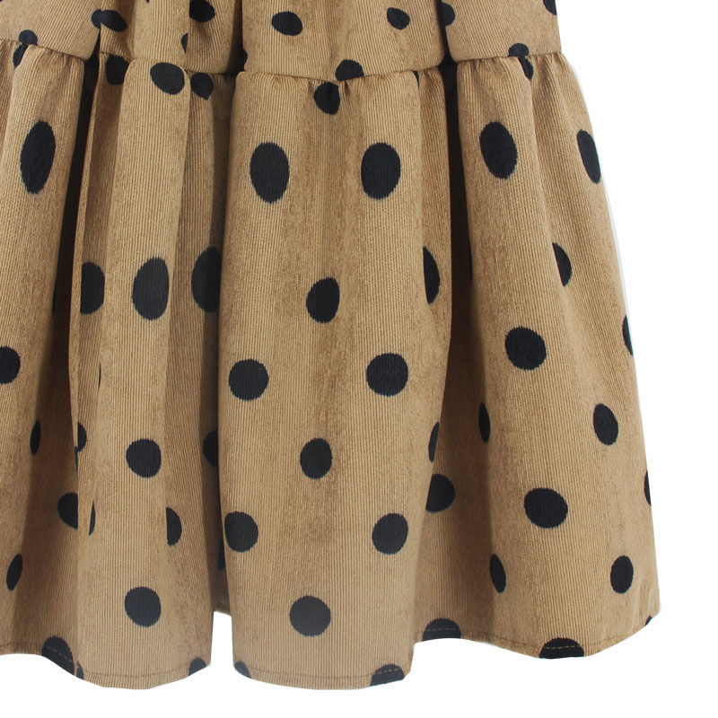 Girls Winter Skirt Corduroy Polka Dot A-line Skirt Korean Version Medium and Big Children's Versatile Skirt Skirt