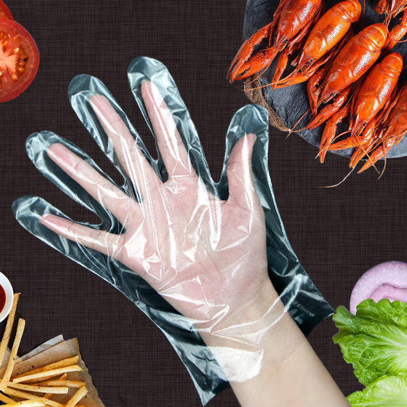 Disposable gloves, food and beverage transparent gloves, film beauty thickening plastic PE waterproof gloves