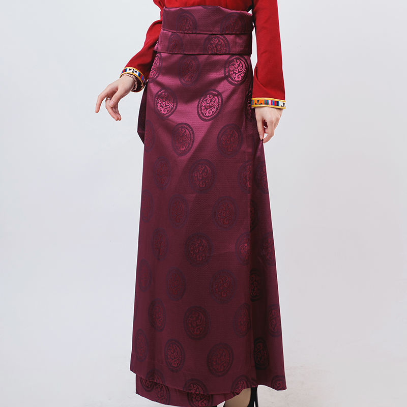藏装女半身裙藏式假藏袍藏族服装新款一片式裹裙藏服围裙锅庄裙