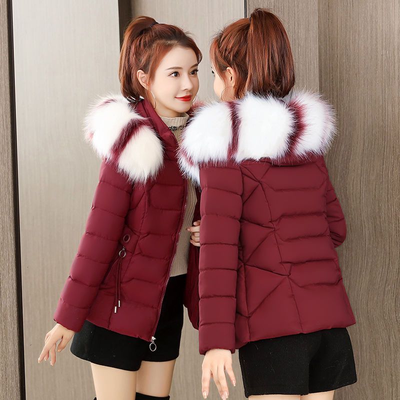 棉服女2021新款中年妈妈羽绒棉袄时尚宽松显瘦大毛领棉袄女短外套