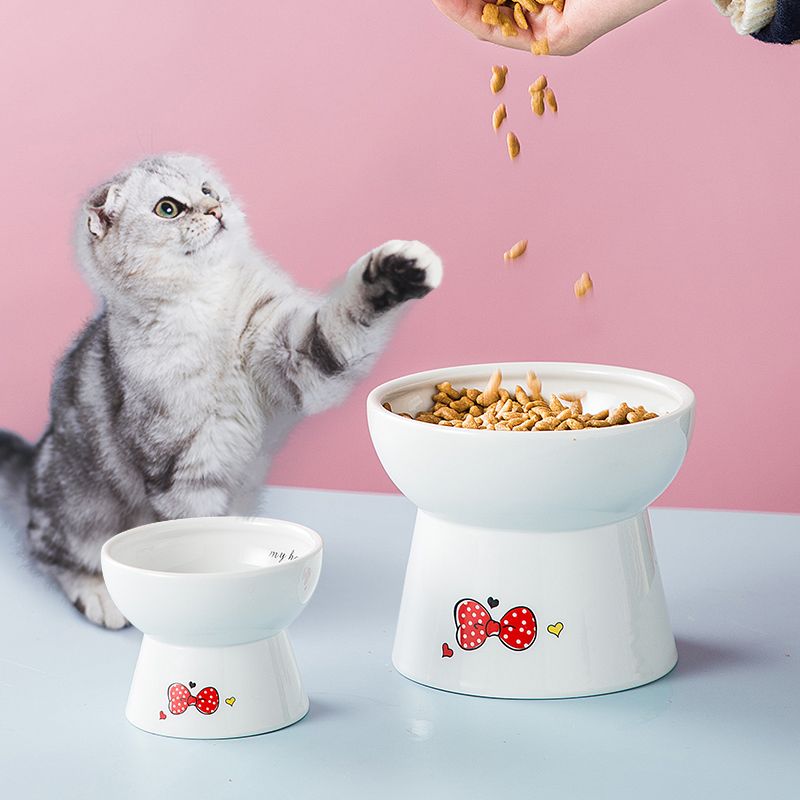 日式卡通猫碗盆狗碗盆艺陶护颈宠物碗陶瓷日用品吃食碗饮水碗套装