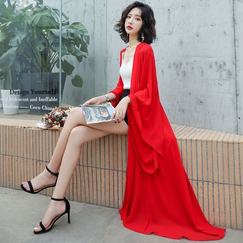 防曬衣女長款2023新款春夏雪紡外搭仙女服超仙外套很仙的防曬開衫