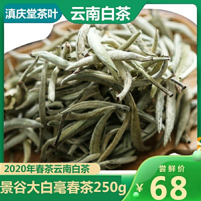 2020年春茶云南白茶大芽特级普洱生茶散茶景谷大白毫月光白毫银针