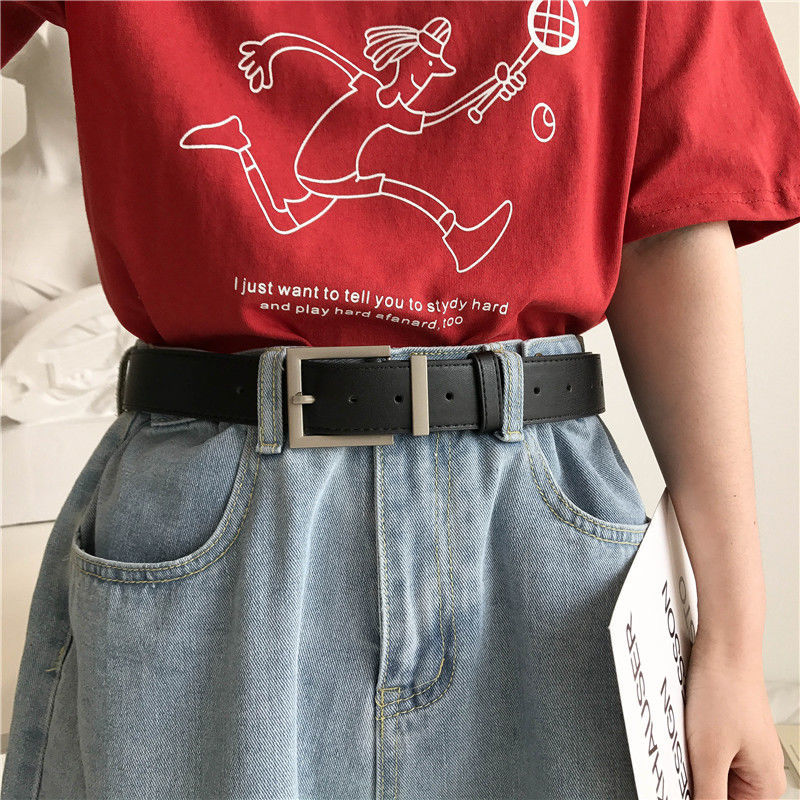 韩国复古哑光银色CHIC港风帅气腰带INS风宽皮带男女通用流行裤带