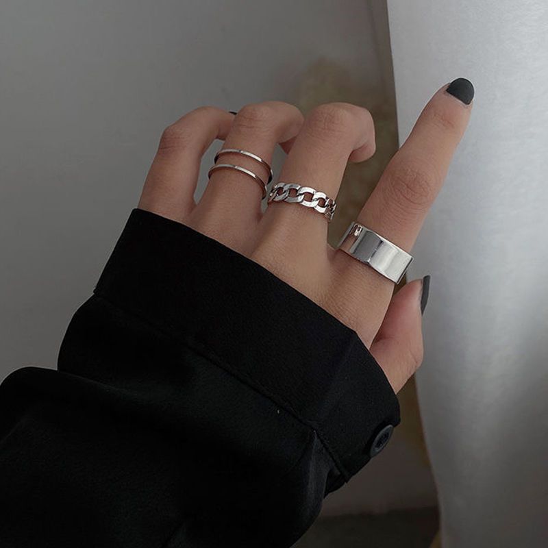 Super value set ring women's fashion simple net red ins cold wind minority tail ring retro ring opening ring