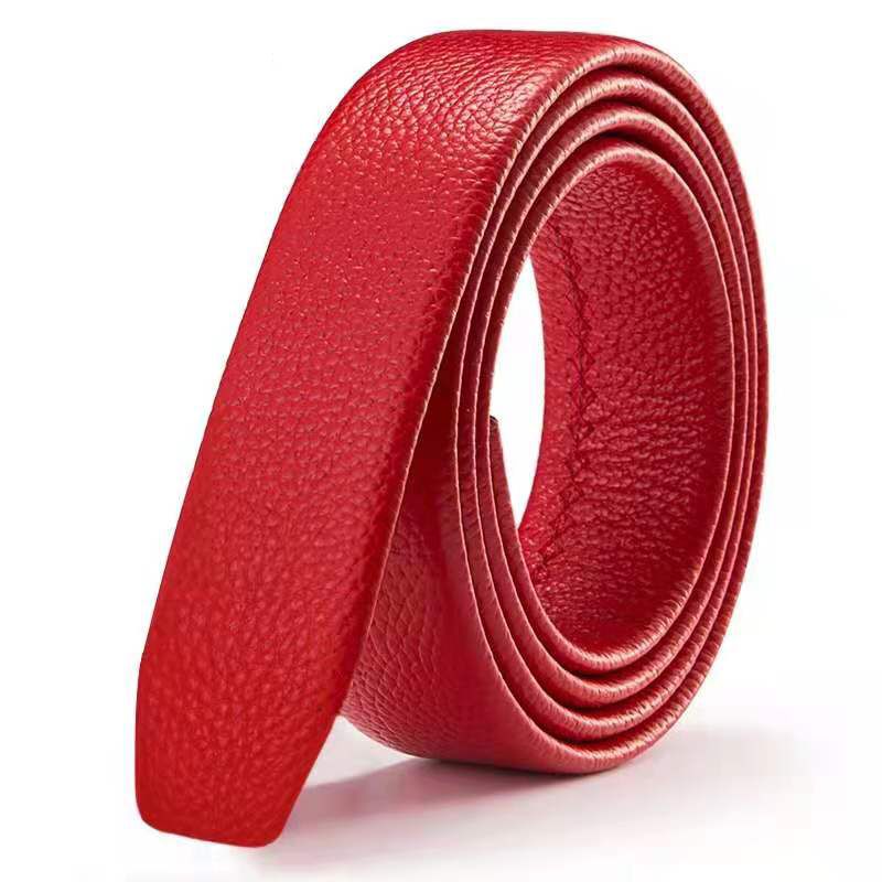 [Leather Material] Zodiac Year Red Headless Men's Belt Belt Body Cowhide Belt Wedding Pants Belt Men