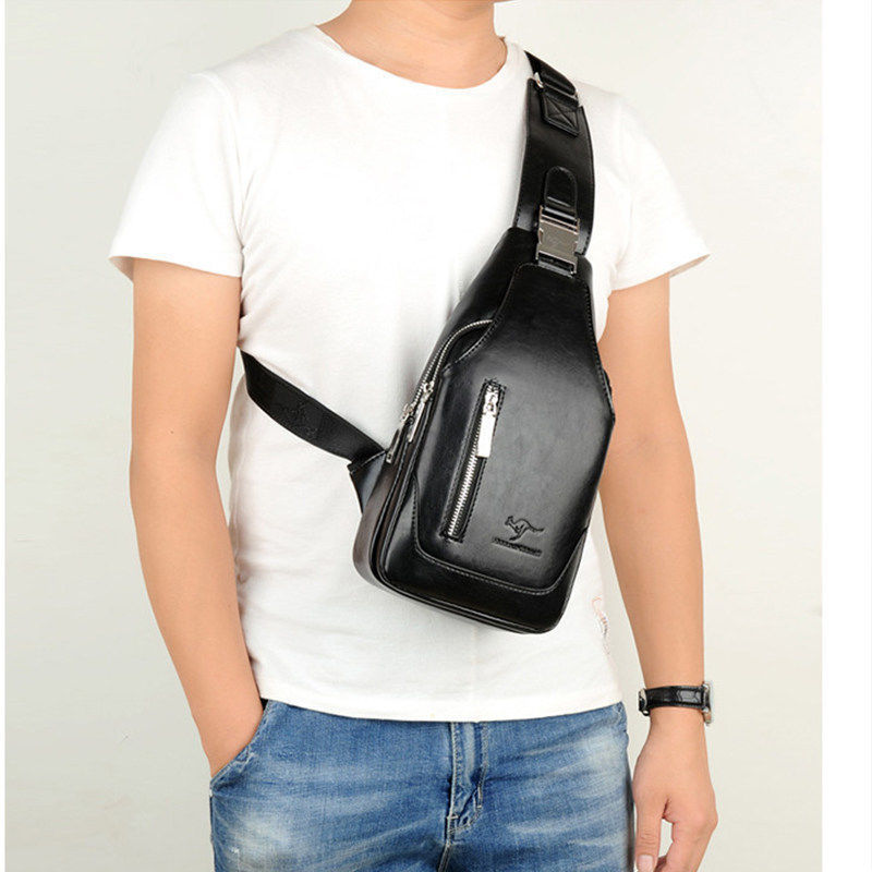 Texture men's chest bag leisure Single Shoulder Bag Messenger Bag chest backpack soft leather bag