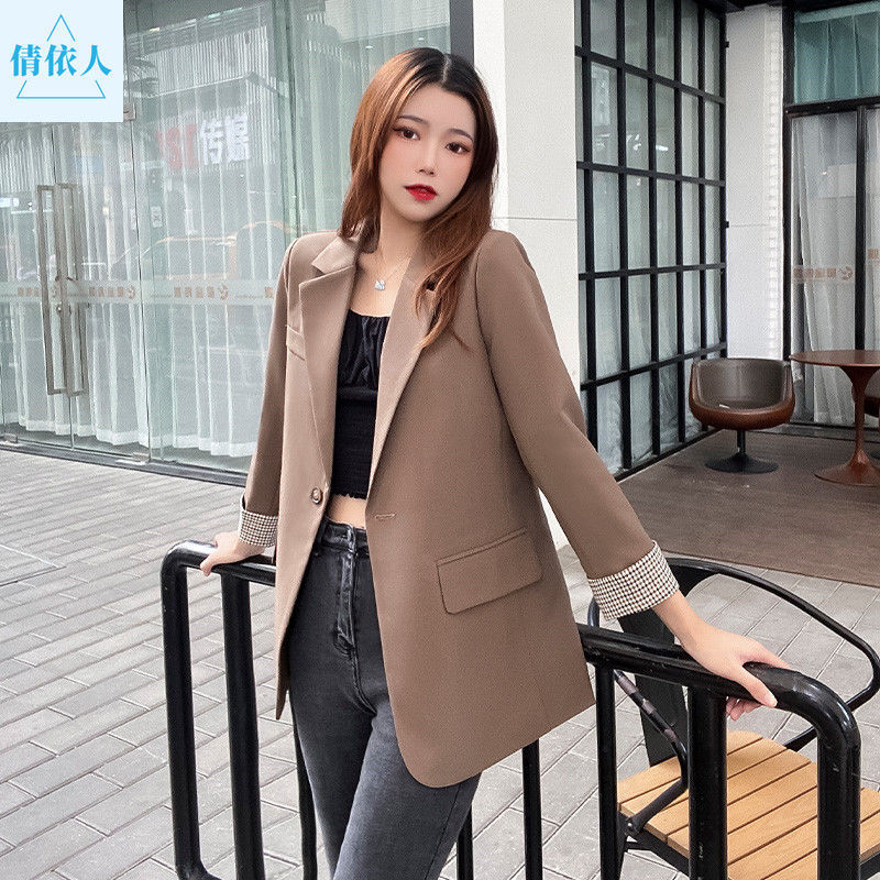 Small suit jacket female 2022 spring new fashion Korean version temperament loose British style suit jacket trendy ins