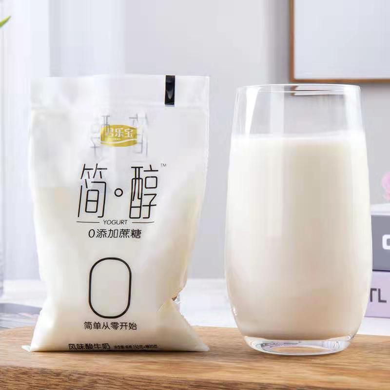 君乐宝简醇酸奶0蔗糖无糖益生菌发酵网红风味酸牛奶160g*12袋包邮