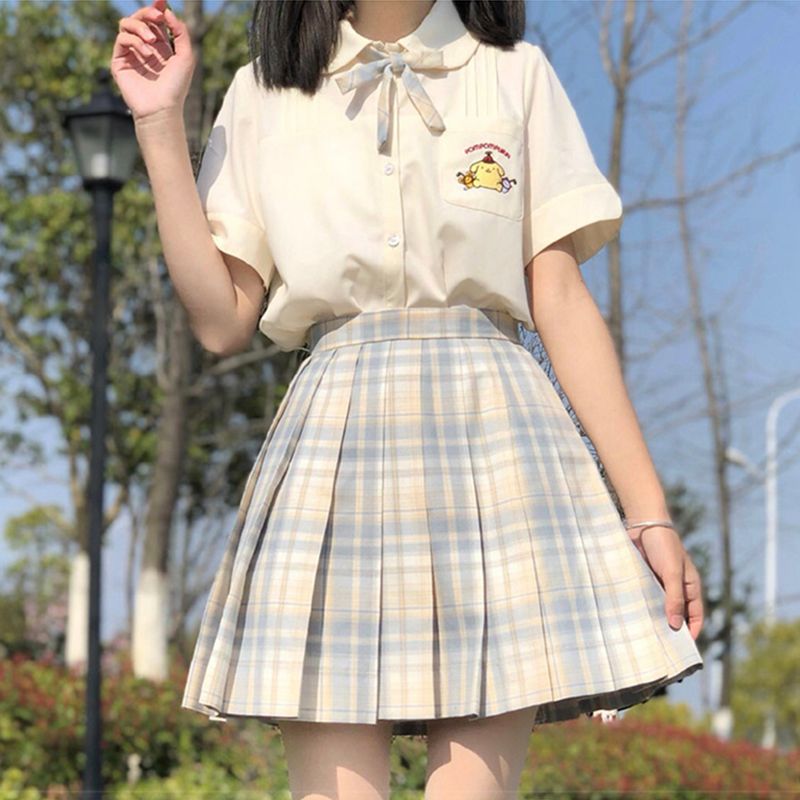 柠檬海盐jk制服裙原创正版学生高腰百褶格裙学院风套装现货掉落新