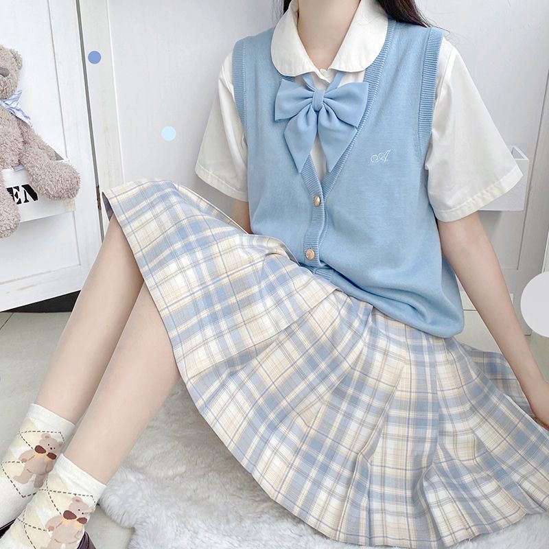 柠檬海盐jk制服裙原创正版学生高腰百褶格裙学院风套装现货掉落新