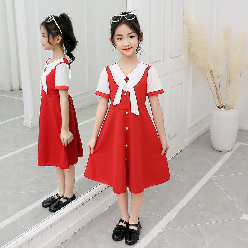 女童连衣裙春装假两件网红洋气儿童裙子春夏气质公主裙女童连衣裙