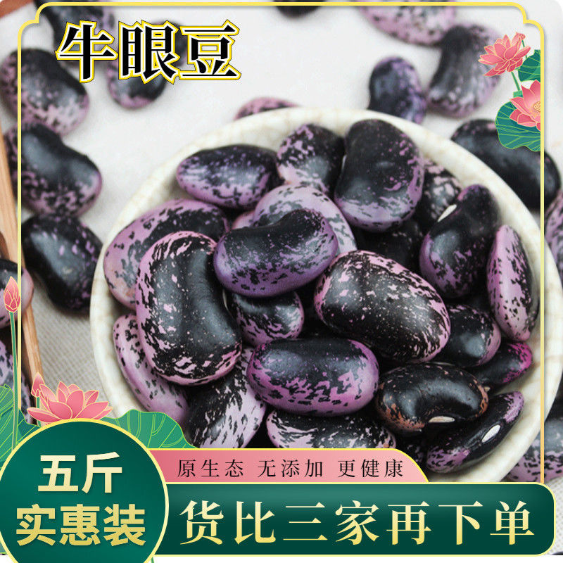 新货大肾豆1斤-5斤 大黑豆子 牛眼豆 农家黑花芸豆豆类五谷杂粮