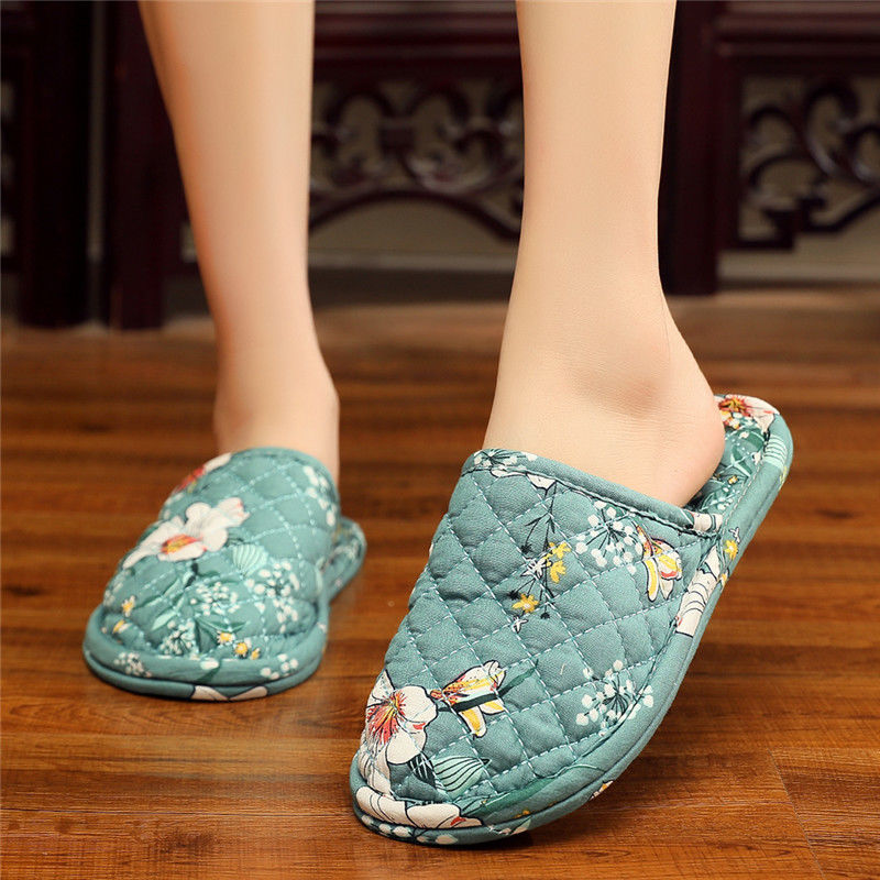Special offer Baotou wood floor fabric home home indoor mute silent soft bottom pure cotton cloth bottom slippers cotton female autumn and winter