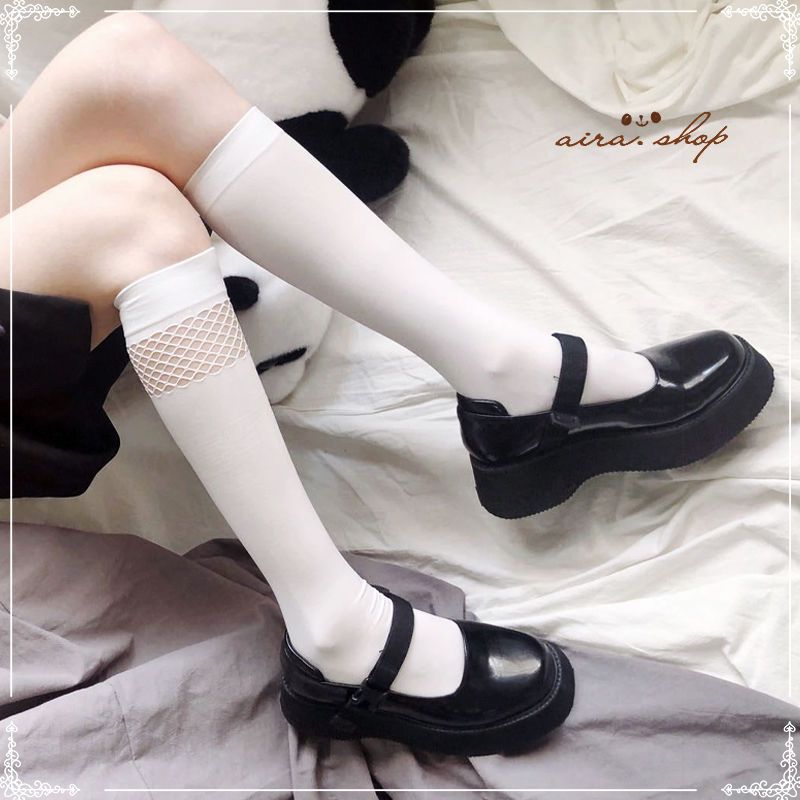 Crit pure desire fishnet socks JK thin calf socks women's spring and summer lolita socks velvet Japanese soft girl medium length tube