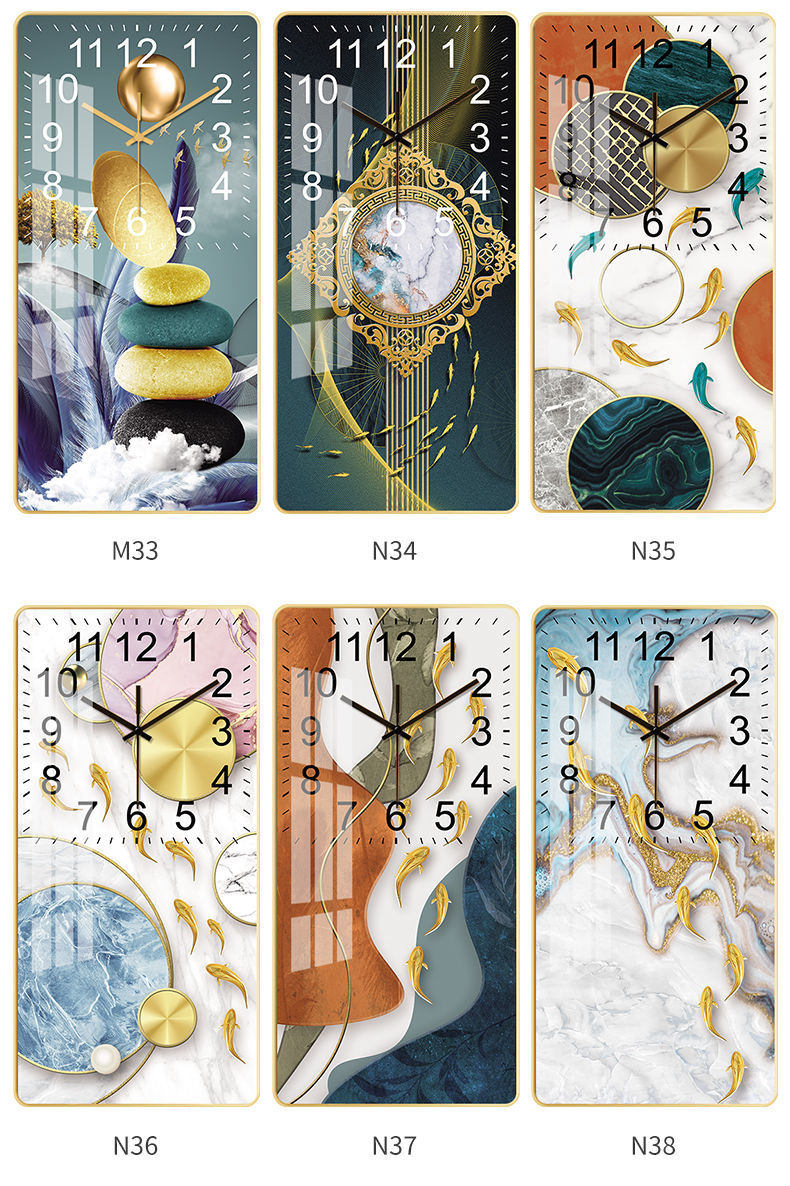 挂钟客厅钟表简约北欧时尚家用时钟挂表现代创意个性晶瓷画挂钟