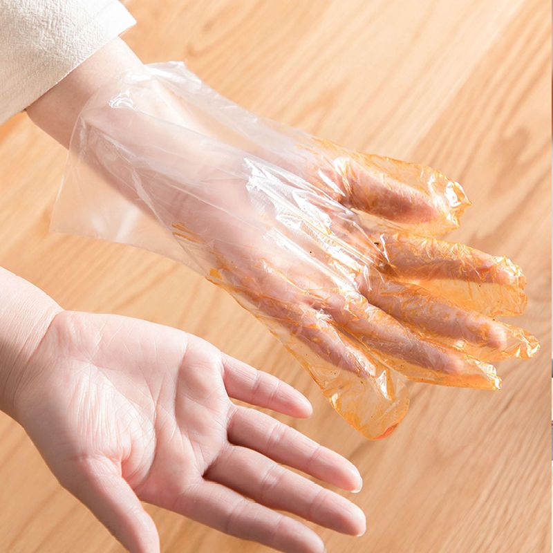Disposable gloves plastic food grade PE thickened baking transparent catering kitchen household protection hair dyeing box