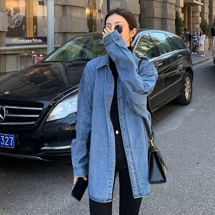 Denim shirt for women, new Korean long sleeve loose blue top for autumn and winter 2020