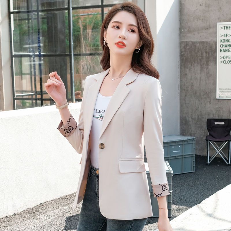 Apricot suit jacket women's short spring and autumn  new Korean style fried street net red casual small suit jacket