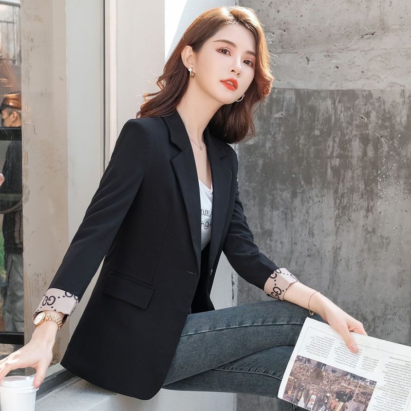 Apricot suit jacket women's short spring and autumn  new Korean style fried street net red casual small suit jacket
