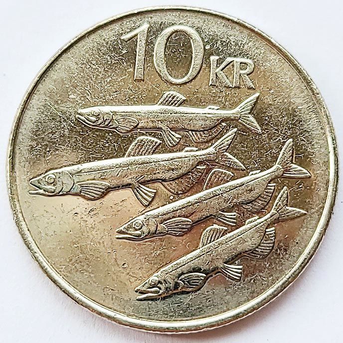冰岛 10克朗 1980-2008年 动物硬币 鱼 27.