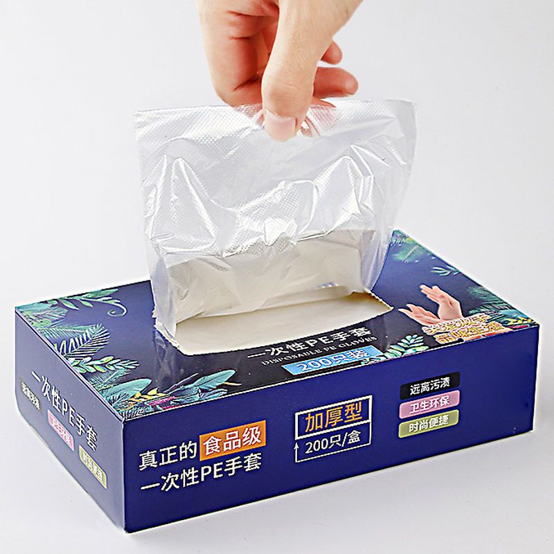 Disposable gloves plastic food grade PE thickened baking transparent catering kitchen household protection hair dyeing box