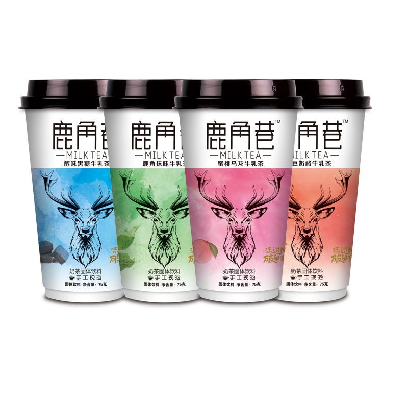 年货疯抢鹿角巷奶茶8杯*75克大杯手工冲泡黑糖抹茶味蜜桃乌龙茶