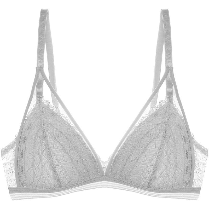 Ai Shuke no steel ring underwear women's thin section bra sexy lace French triangle thin cup bra top support anti-sagging