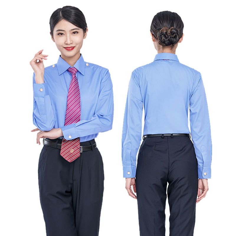 鐵路制服19式男女服裝長袖襯衣內襯外襯短袖夏褲新款路服藍色襯衫