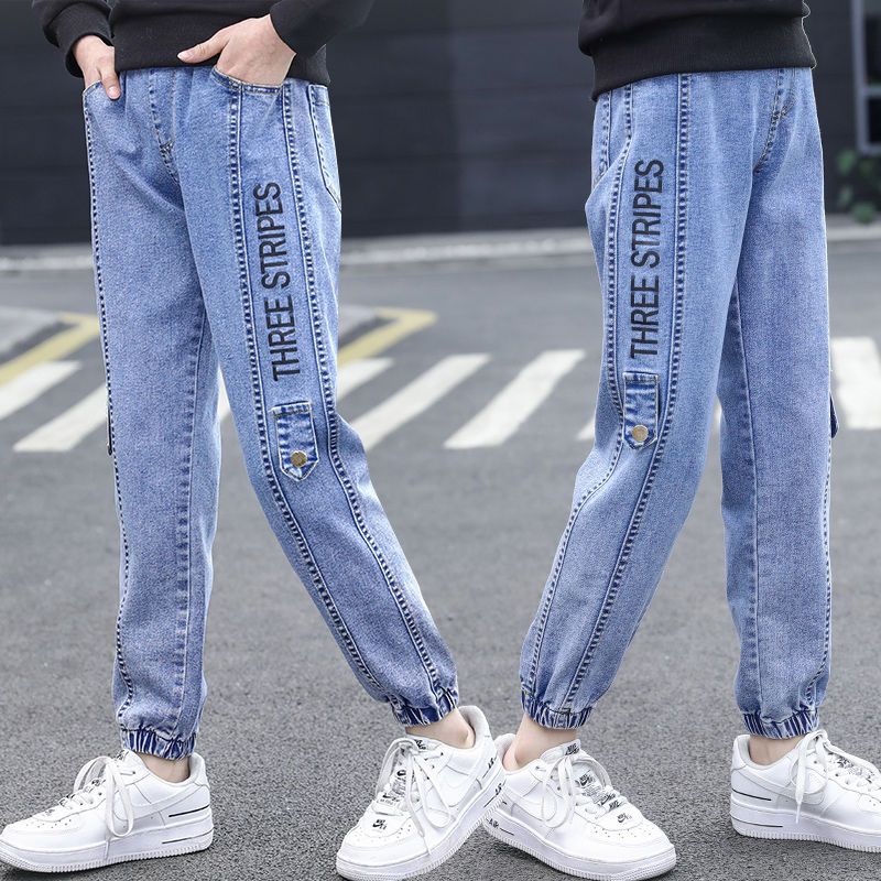 女童彈力牛仔褲2023新款韓版洋氣秋裝兒童洋氣中大兒童牛仔褲長褲