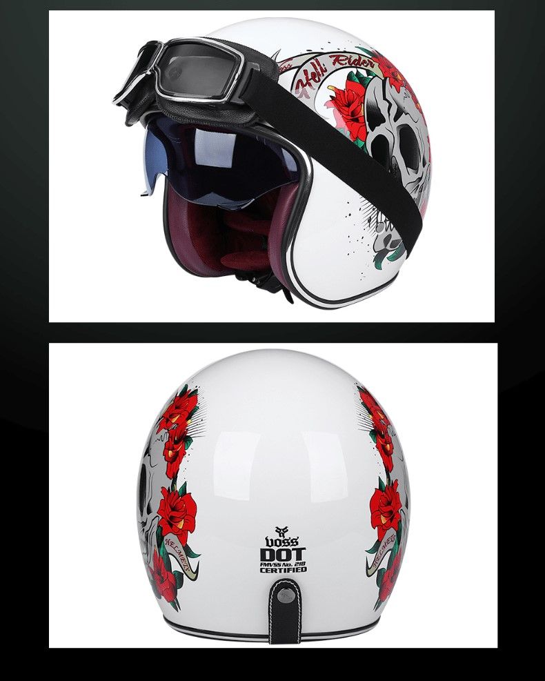VOSS復古哈雷摩托車頭盔男女士個性機車半盔安全帽四季-LE小琳商店