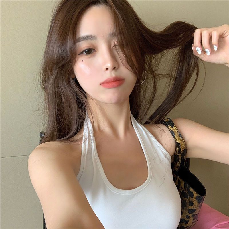 Short halter neck camisole with chest pad women's sports outerwear Hyuna all-match self-cultivation Amoi inner wear sleeveless ins trend