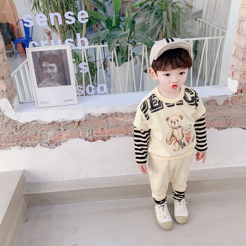 童装男洋气春装套装1-2-3岁宝宝衣服小孩男装套装2022新款帅韩版
