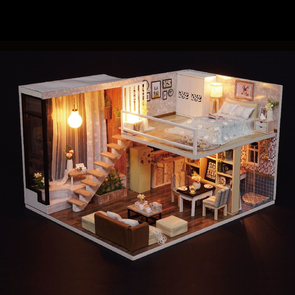 viai为爱而拼手工diy小屋模型别墅拼装模型迷你家具生日礼物女