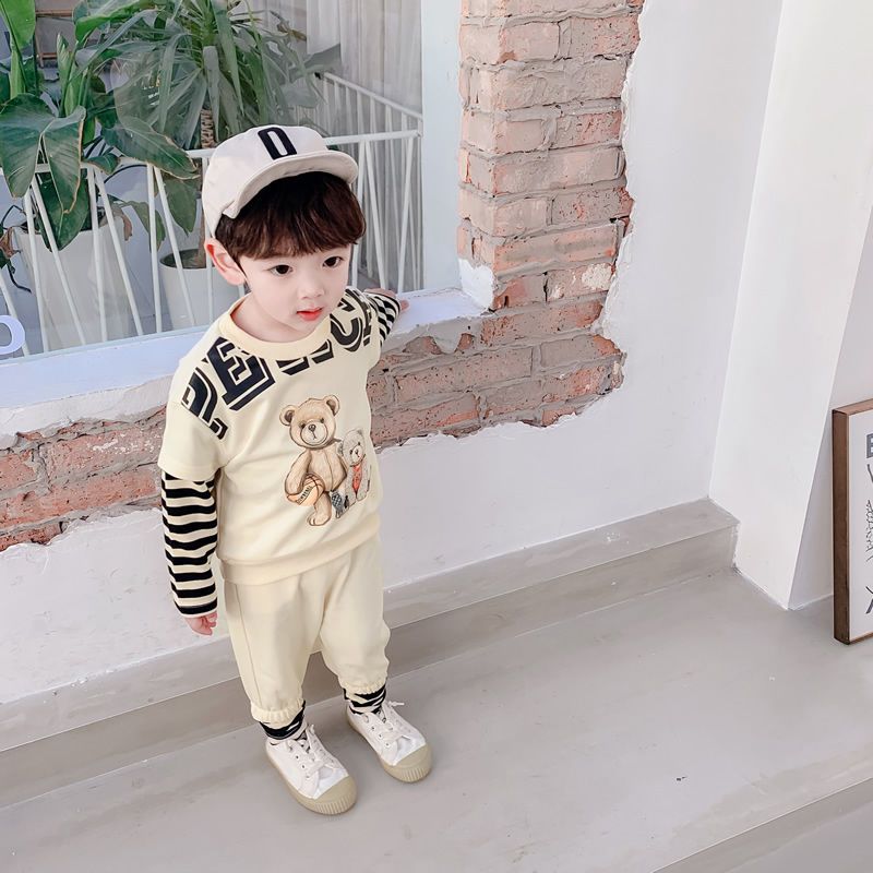 童装男洋气春装套装1-2-3岁宝宝衣服小孩男装套装2022新款帅韩版