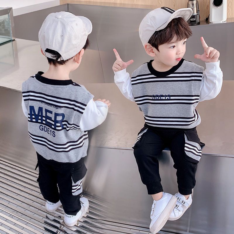 2023童裝男童春裝套裝1-2歲兒童衛衣兩件套小童5男孩寶寶衣服純棉