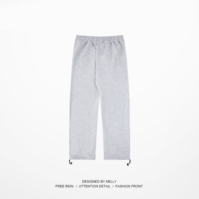 Autumn trendy brand knitted gray sports pants men's trendy brand wide-leg drawstring trousers 1/2 all-match loose sweatpants