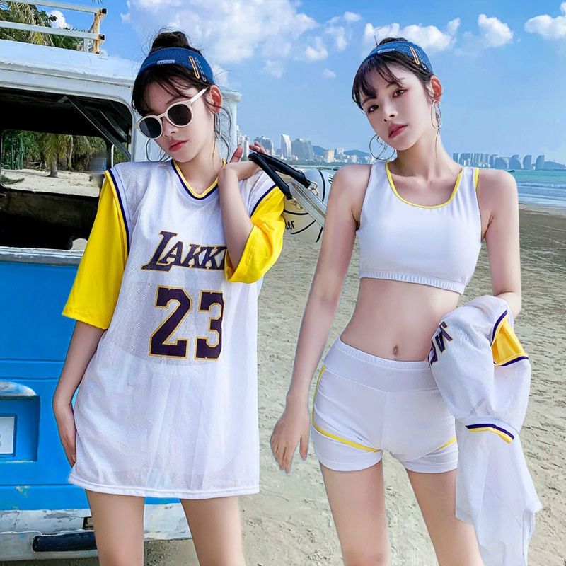 Swimsuit women's sports conservative split three piece suit Korean ins super fairy cover belly show thin lovely student sunscreen swimsuit