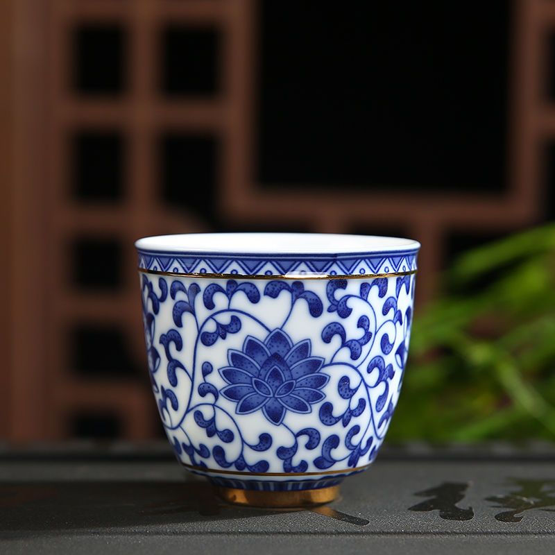 青花瓷茶杯陶瓷大号个人主人杯功夫茶杯品茗杯特色酒水杯