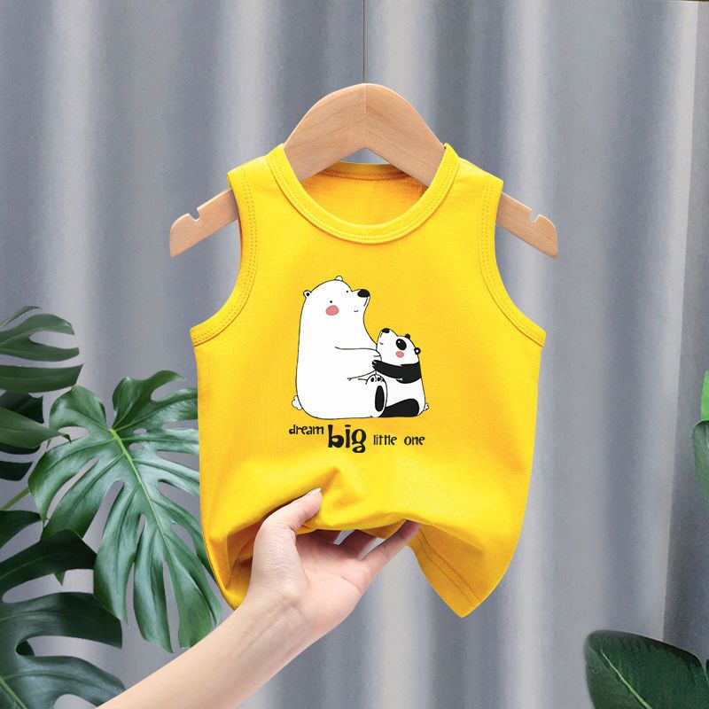 Boys' vests wear trendy cotton summer tops for babies Korean version of sleeveless bottoming children's new loose thin