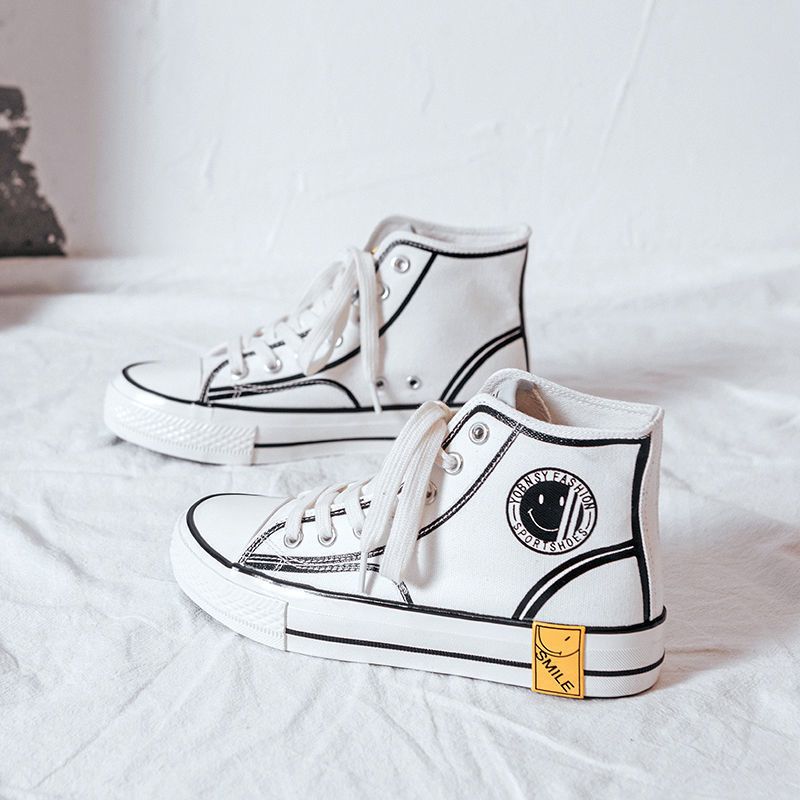 Ins high-top canvas shoes female Korean version  spring and autumn new Harajuku ulzzang retro all-match student sneakers trend