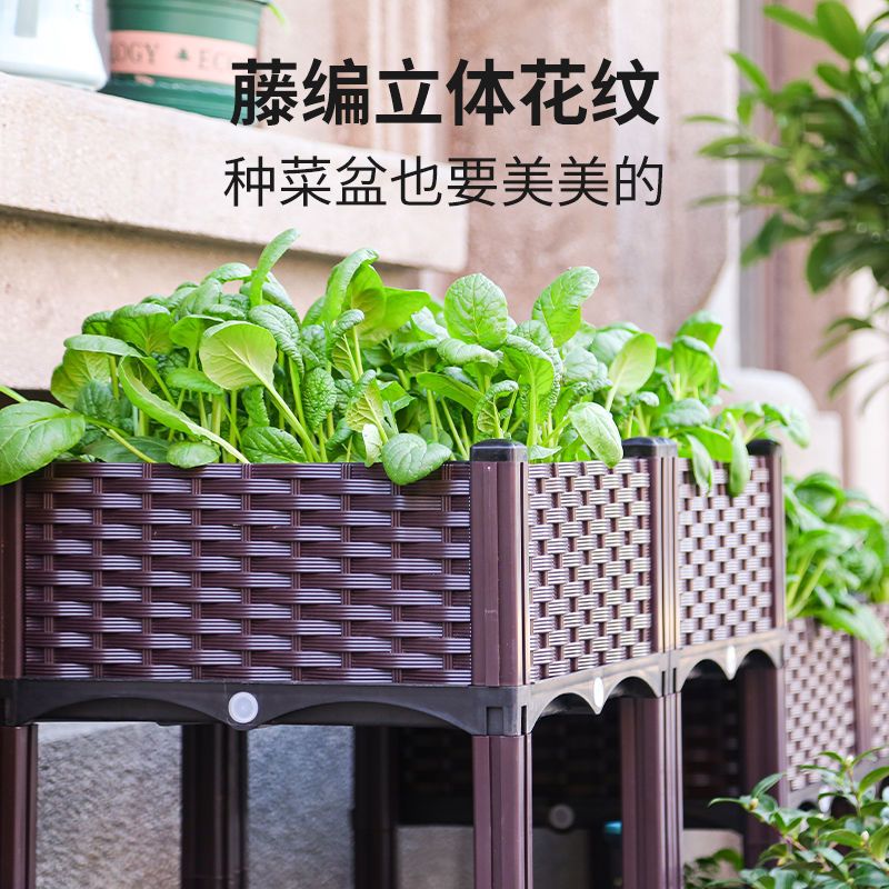 种菜神器种植箱花盆家庭菜园阳台户外蔬菜种植塑料特大长方形盆栽 虎窝拼 种菜神器种植箱花盆家庭菜园阳台户外蔬菜种植塑料特大长方形盆栽 虎窝拼