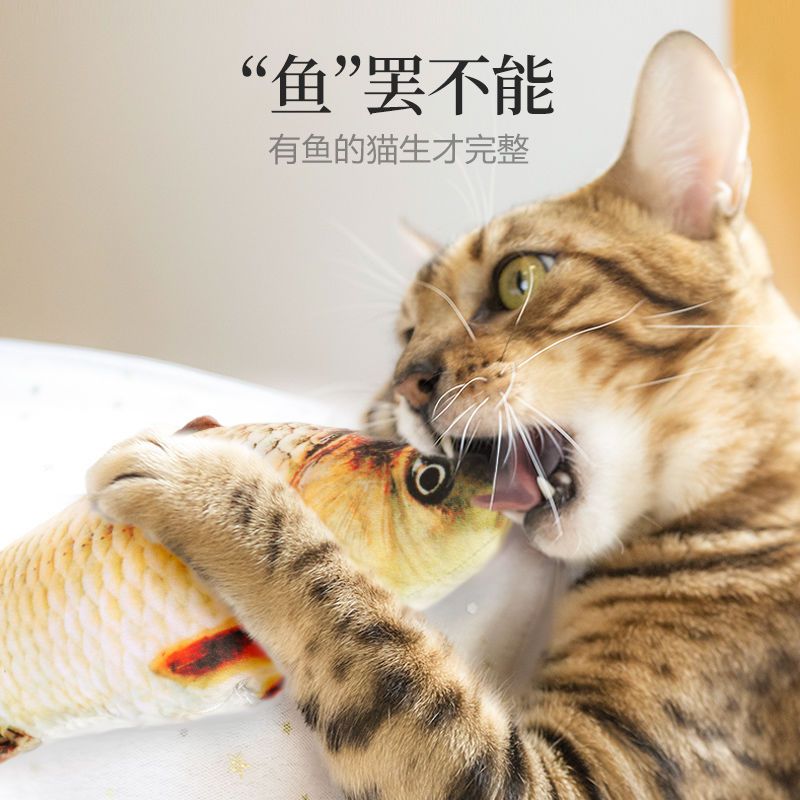 猫玩具鱼猫薄荷仿真自嗨磨牙啃咬抱枕幼猫小猫逗猫棒宠物猫咪用品