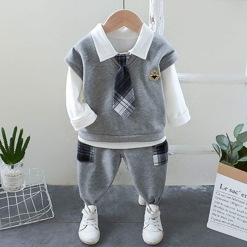 潮童裝男童韓版帥寶寶春裝兒童套裝洋氣2021新款嬰兒網紅衣服春秋