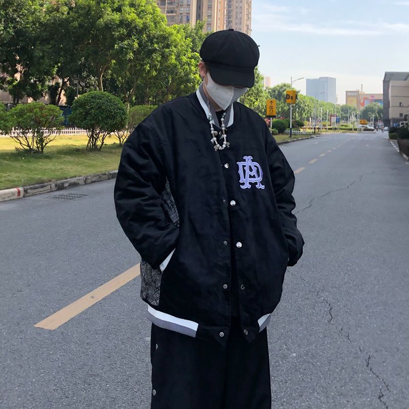 2021 spring and autumn new cashew mosaic letter baseball suit versatile loose Street hip hop jacket jacket for men