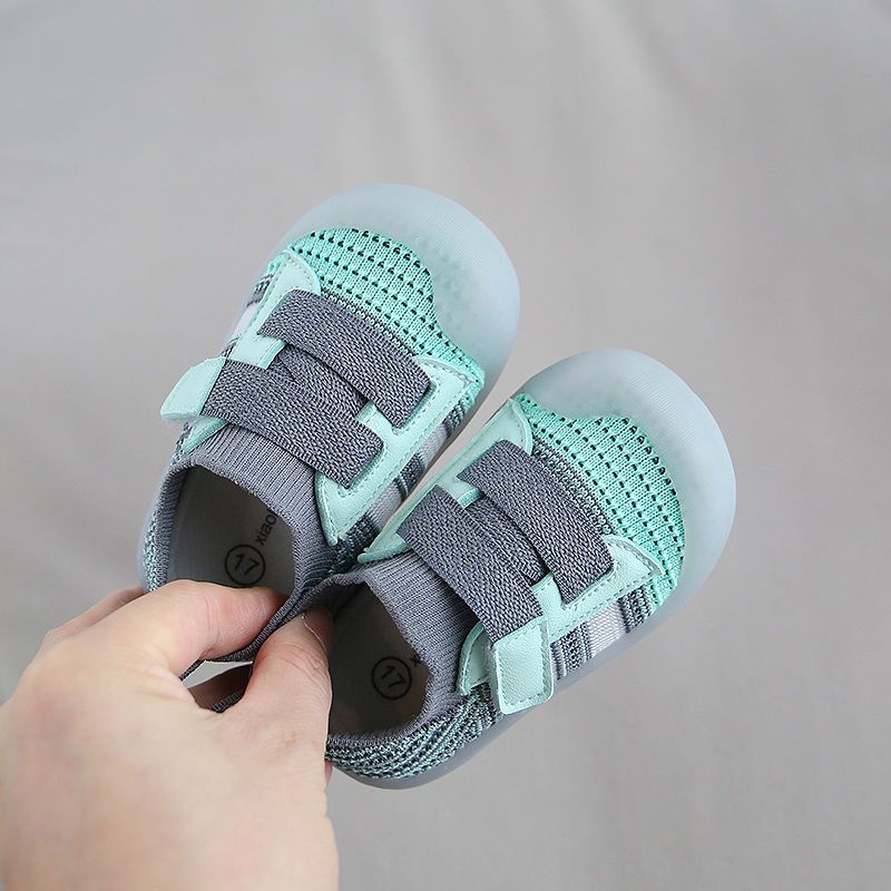 新款学步鞋男软底0-2女1婴幼儿春秋宝宝鞋子针织网面透气包头防滑
