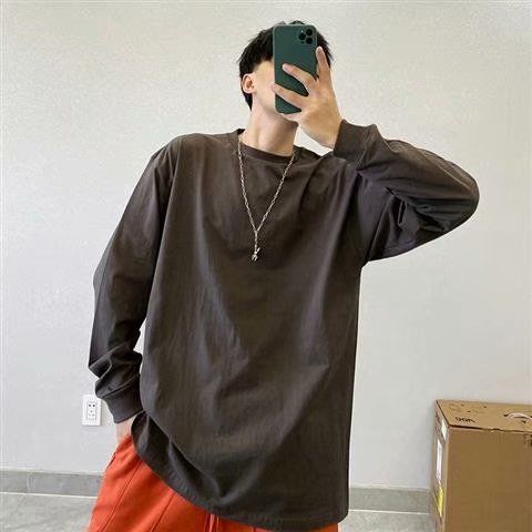 88606-春秋新款潮流纯棉白色百搭宽松叠穿打底衫长袖T恤男士内搭上衣白t-详情图