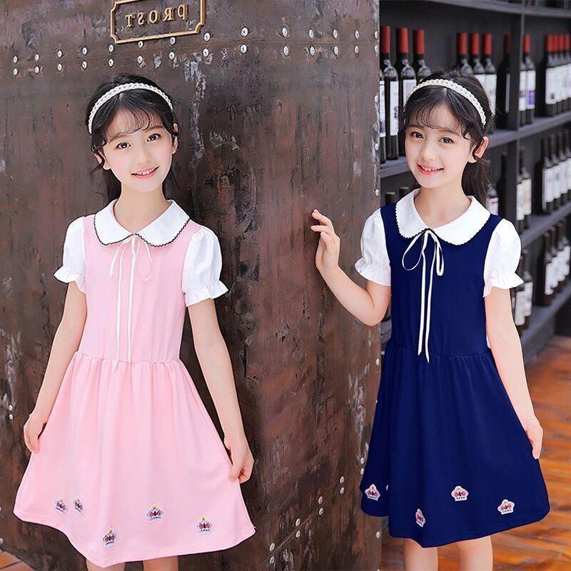 少女学生连衣裙秋装女童连衣裙韩版儿童裙子假两件洋气童装公主裙